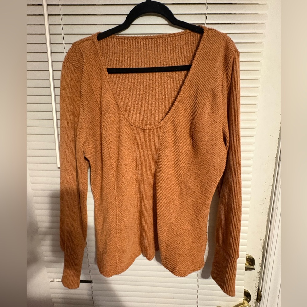 Boutique Scoop Neck Orange Sweater